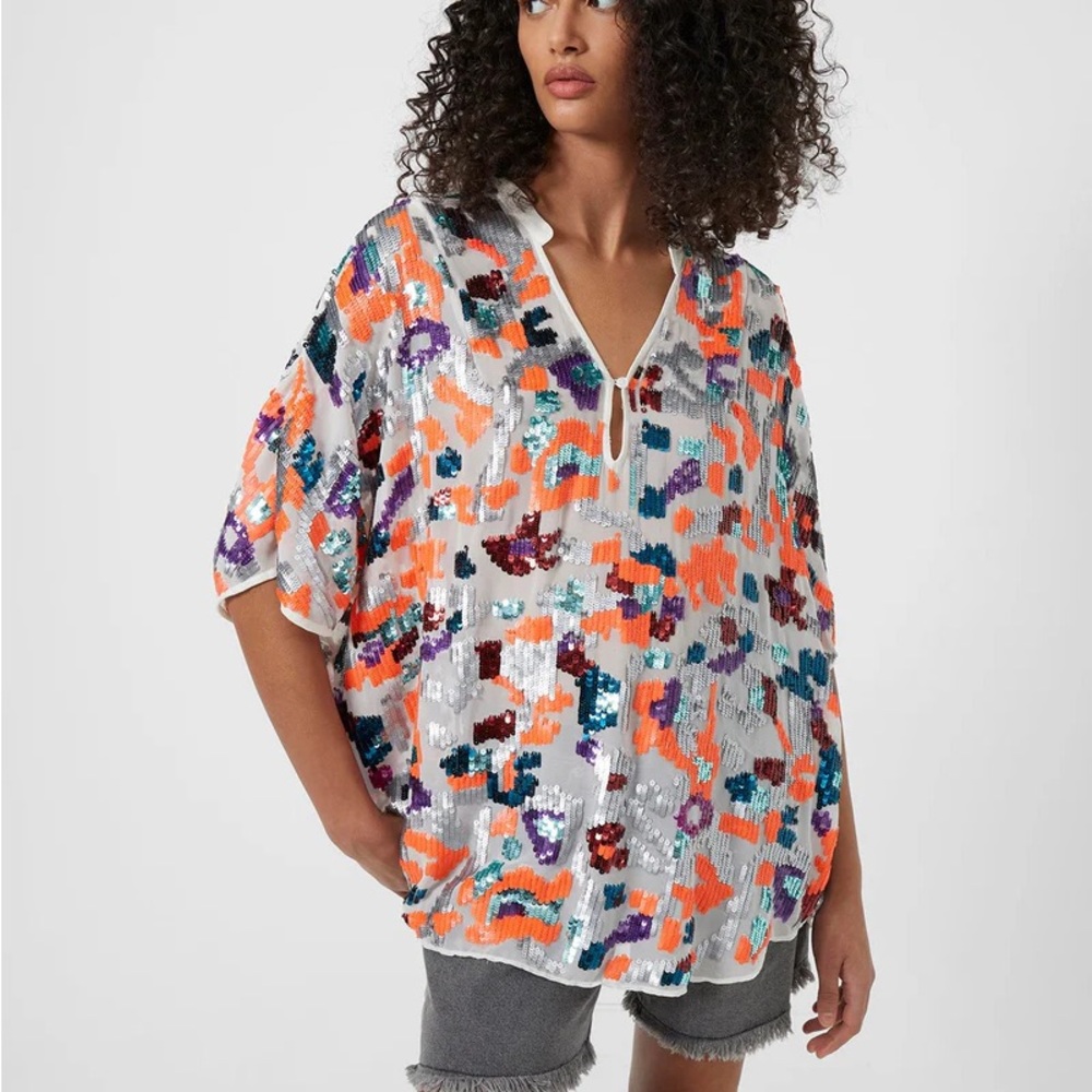 French Connection Colorful Sequin Top